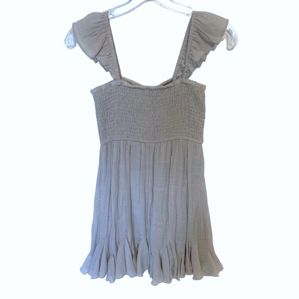 Sweet Lovely by Jen NEW Elyssa Dress Womens Small Gray Ruffled Smocked Mini - Picture 5 of 11